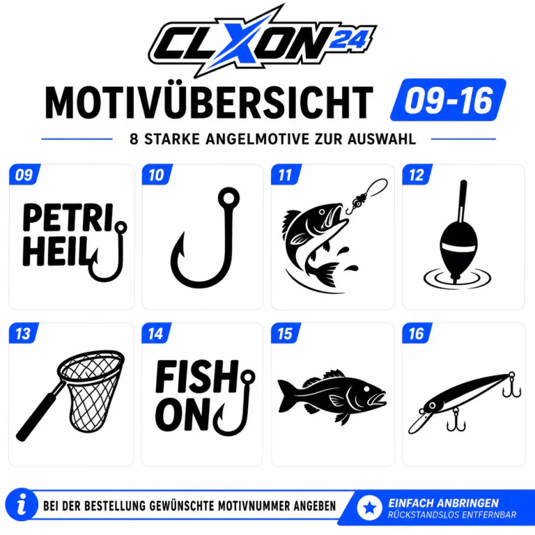Angeln Aufkleber – Motiv: Gekreuzte Angelruten