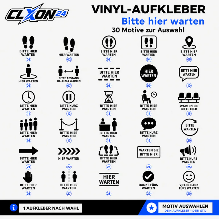 Bitte hier warten Aufkleber