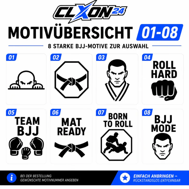 BJJ Aufkleber – Motiv: Gürtel im Oktagon