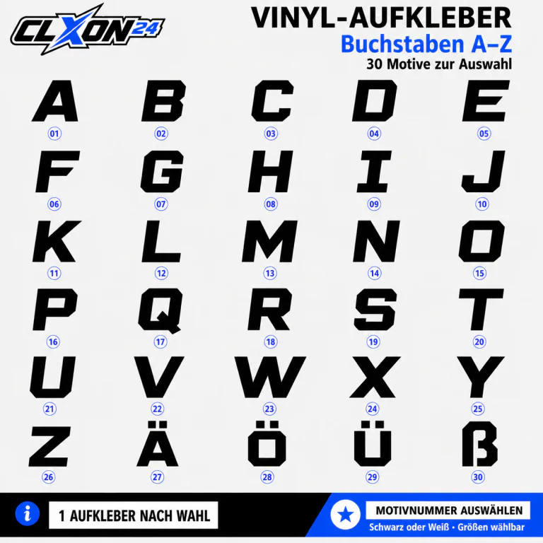 Buchstaben A-Z Aufkleber