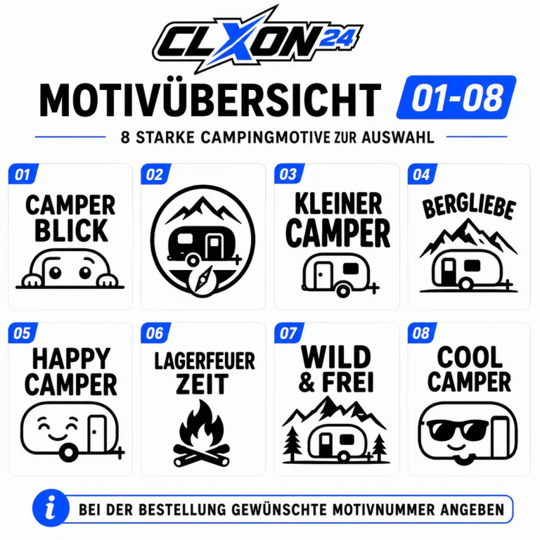Camper Aufkleber – Motiv: Wohnwagen Kompass Berge