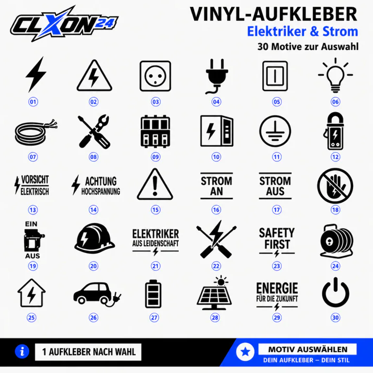 Elektriker & Strom Aufkleber – Motiv: Blitz