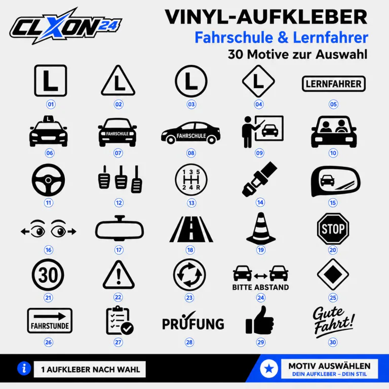 Fahrschule Lernfahrer Aufkleber – Motiv: L-Schild quadratisch