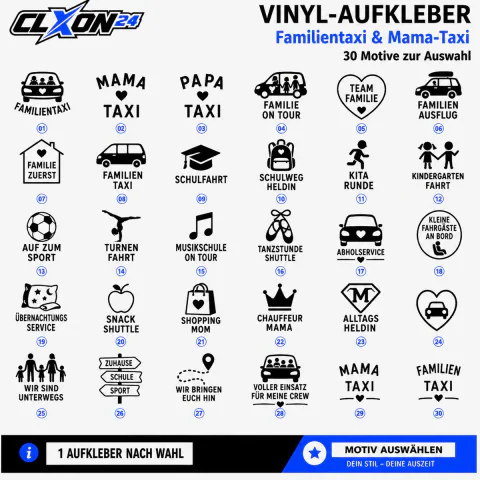 Familientaxi & Mama-Taxi Aufkleber