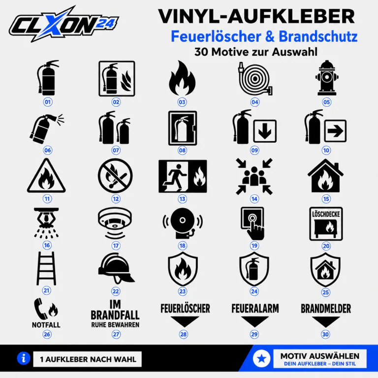 Feuerlöscher Brandschutz Aufkleber – Motiv: Feuerlöscher