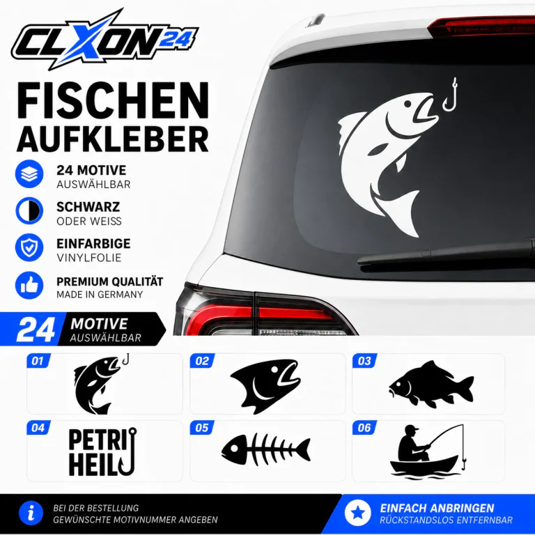 Fische Aufkleber – Motiv: Springender Fisch mit Haken