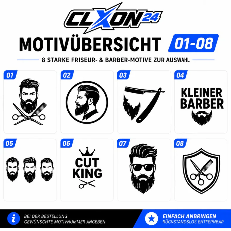Friseur & Barber Aufkleber – Motiv: Bartkopf im Kreis