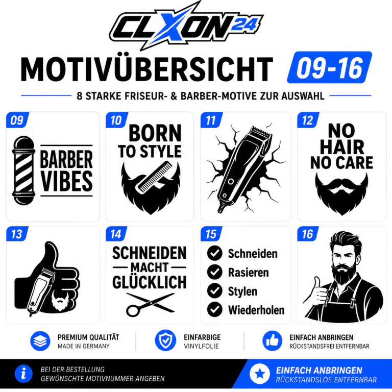 Friseur & Barber Aufkleber – Motiv: Rasiermesser und Bart