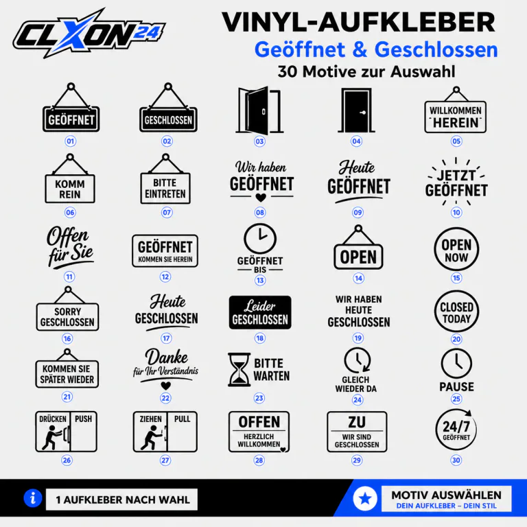 Ge÷ffnet & Geschlossen Aufkleber