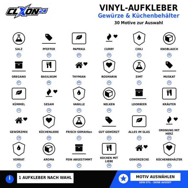 Gewürze & Küchenbehälter Aufkleber
