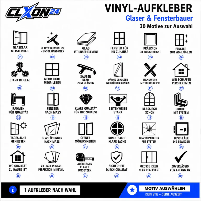 Glaser & Fensterbauer Aufkleber – Motiv: GLASKLAR MEISTERHAFT