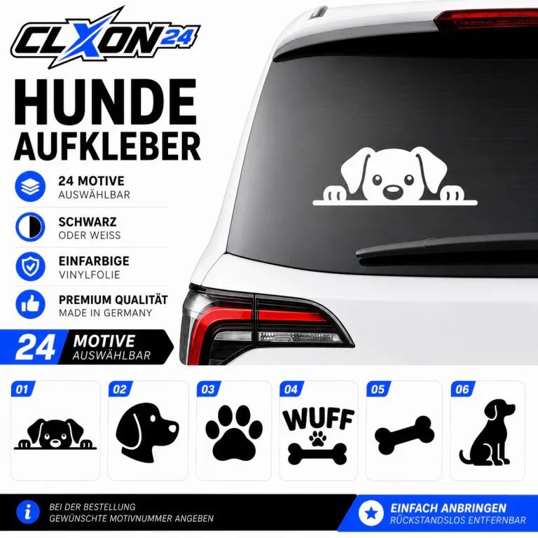 Hunde Aufkleber – Motiv: Hund guckt über Linie