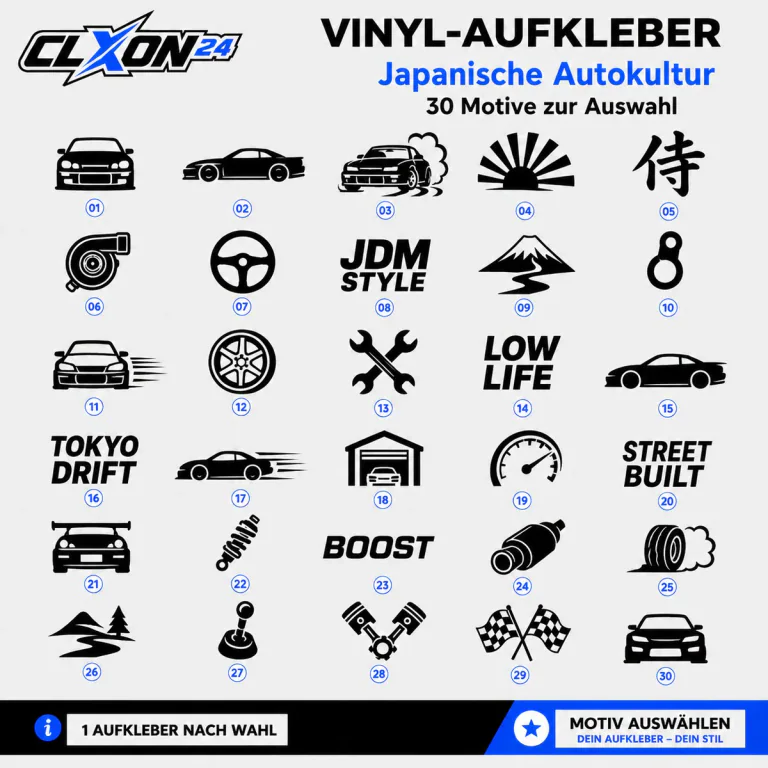 Japanische Autokultur Aufkleber – Motiv: Auto Front