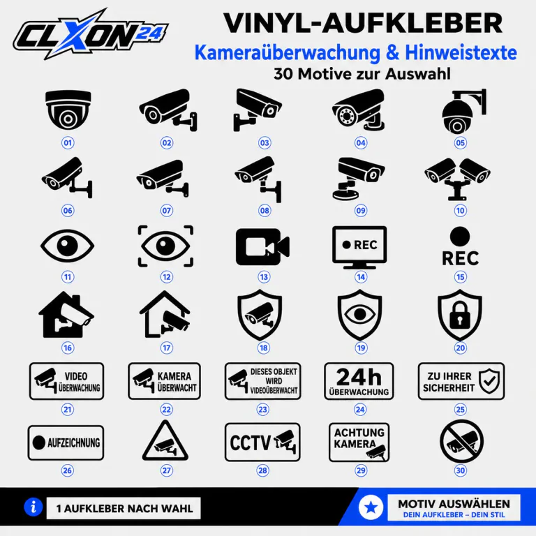 Kameraüberwachung Hinweistexte Aufkleber – Motiv: Domekamera