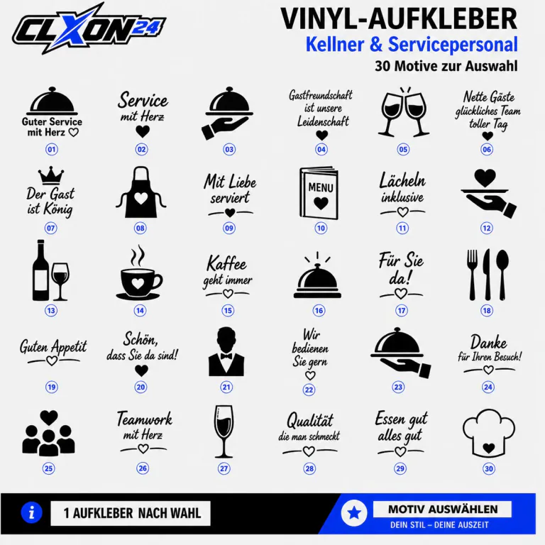 Kellner & Servicepersonal Aufkleber – Motiv: Guter Service mit Herz â¡