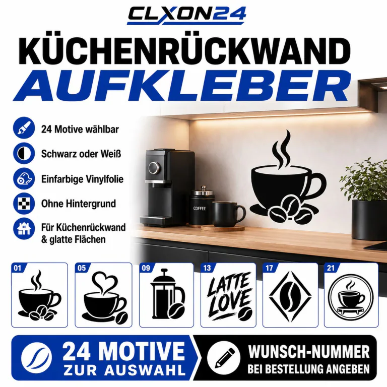 Küchenrückwand Kaffe Aufkleber – Motiv: Kaffeetasse mit Bohnen