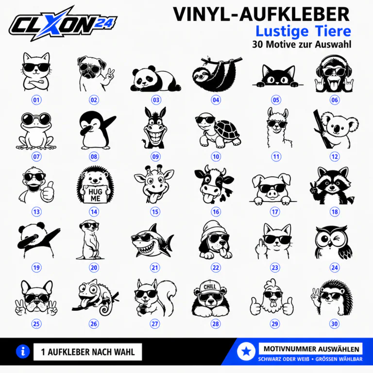 Lustige Tiere Aufkleber – Motiv: Katze mit Sonnenbrille