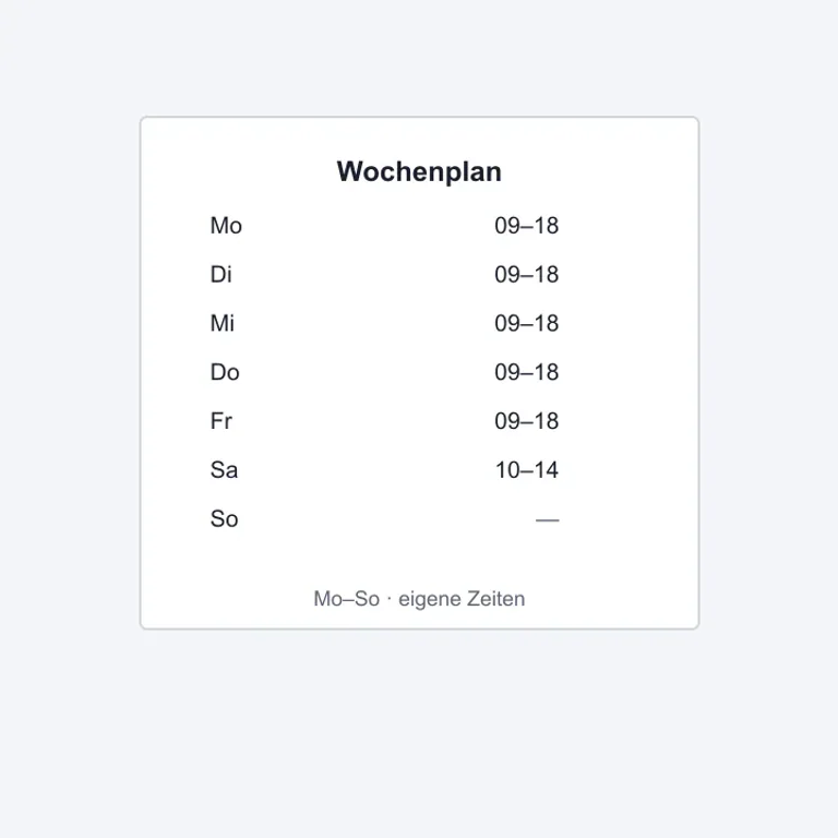 Öffnungszeiten Wochenplan Aufkleber – Hauptbild
