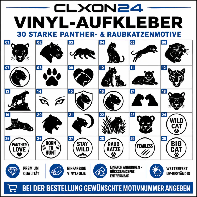 Panther & Raubkatzen Aufkleber – Motiv: Pantherkopf frontal