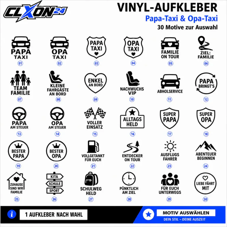 Papa-Taxi & Opa-Taxi Aufkleber – Motiv: PAPA TAXI