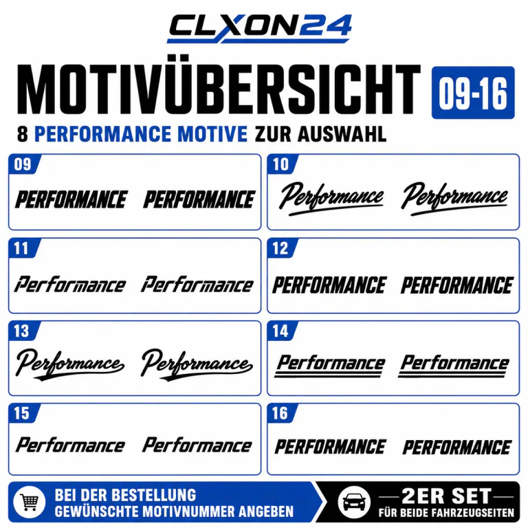 Performance Aufkleber – Motiv: Performance Blitzschrift