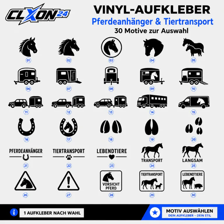 Pferdeanhänger Tiertransport Aufkleber – Motiv: Pferdekopf