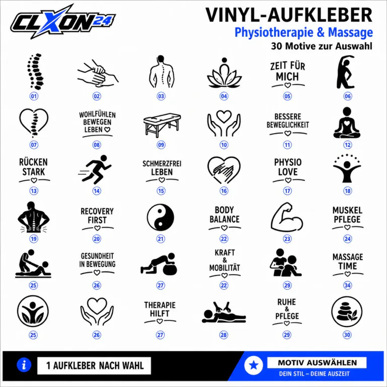 Physiotherapie & Massage Aufkleber – Motiv: Wirbelsäule