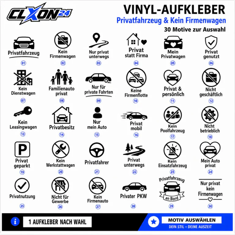 Privatfahrzeug & Kein Firmenwagen Aufkleber – Motiv: Privatfahrzeug