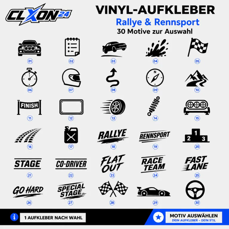 Rallye Rennsport Aufkleber – Motiv: Rallyeauto Front