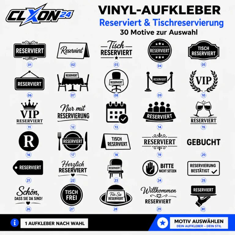 Reserviert & Tischreservierung Aufkleber – Motiv: RESERVIERT