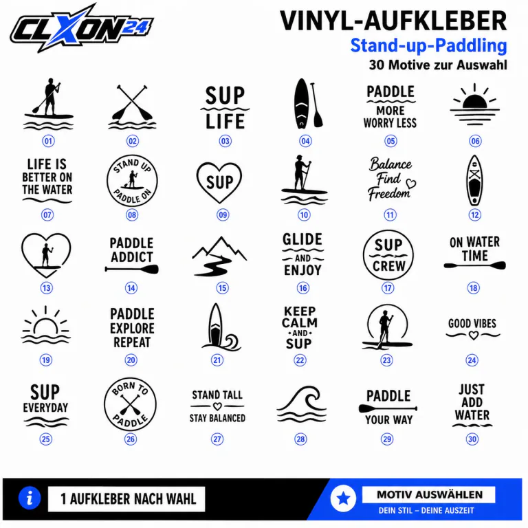 Stand-up-Paddling Aufkleber – Motiv: Paddler auf Board