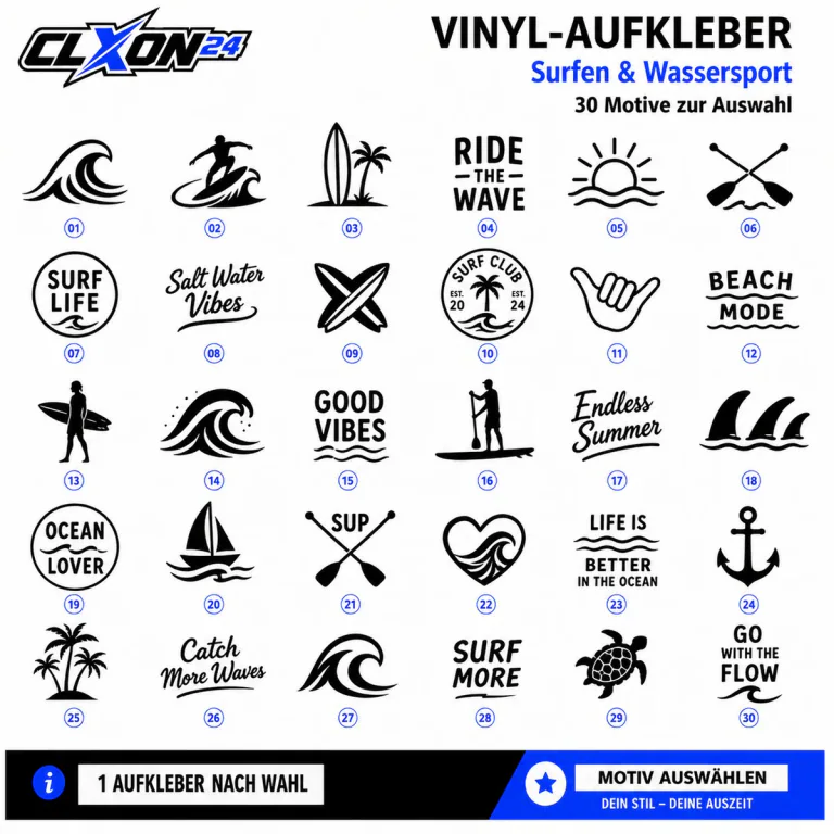 Surfen & Wassersport Aufkleber – Motiv: Welle