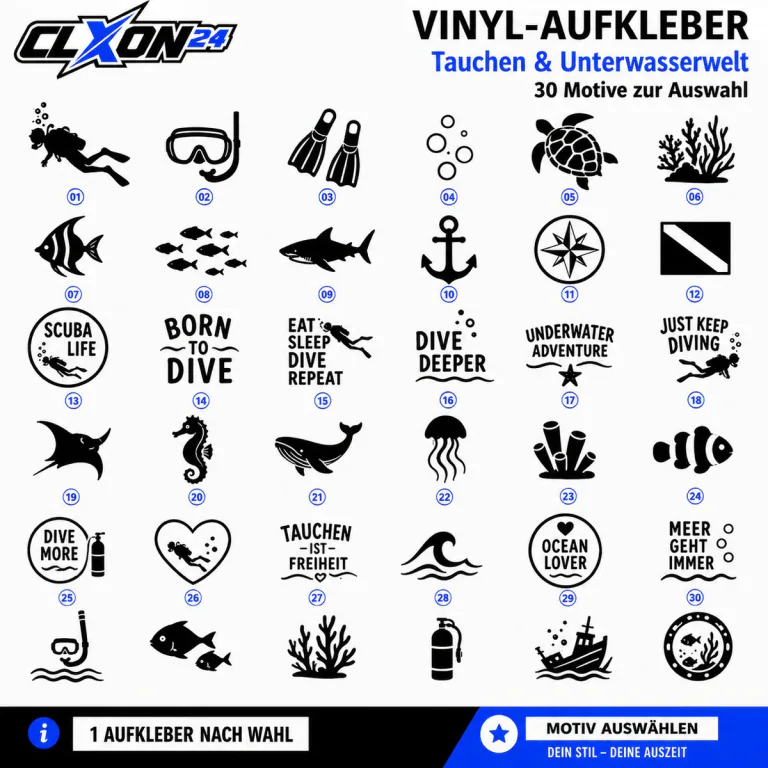 Tauchen & Unterwasserwelt Aufkleber – Motiv: Taucher
