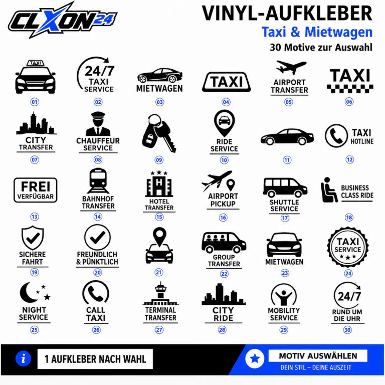 Taxi & Mietwagen Aufkleber – Motiv: Taxi