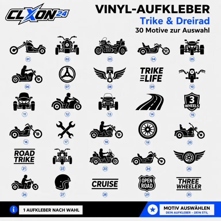 Trike Dreirad Aufkleber – Motiv: Trike Chopper Seitenansicht