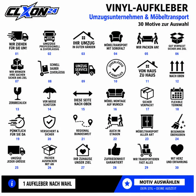 Umzugsunternehmen & Möbeltransport Aufkleber – Motiv: WIR ZIEHEN FÜR SIE UM!