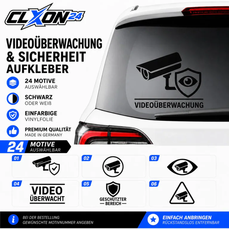 Videoüberwachung Kamera Aufkleber – Motiv: Kamera mit Schutzschild