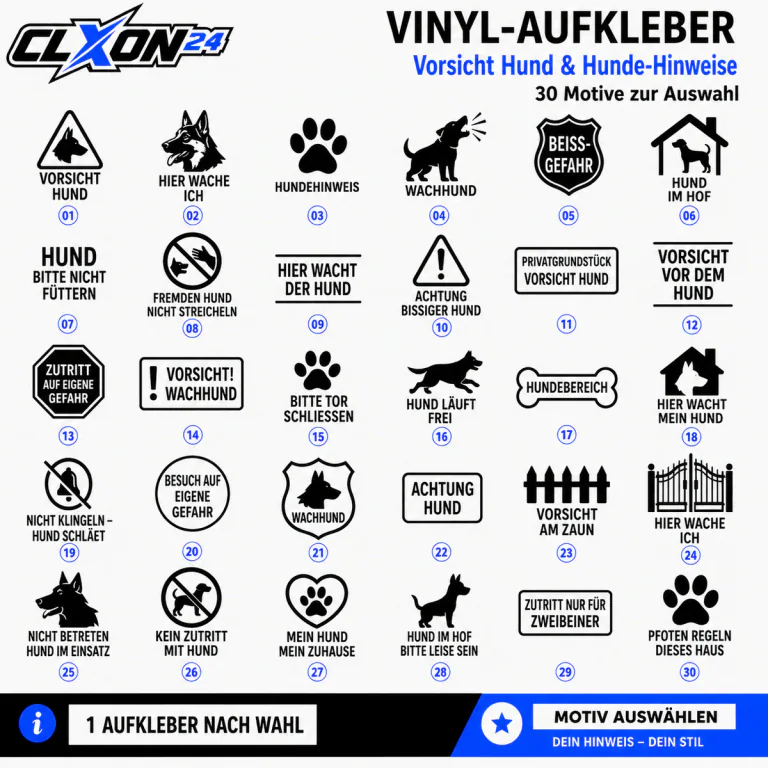 Vorsicht Hund & Hunde-Hinweise Aufkleber – Motiv: VORSICHT HUND