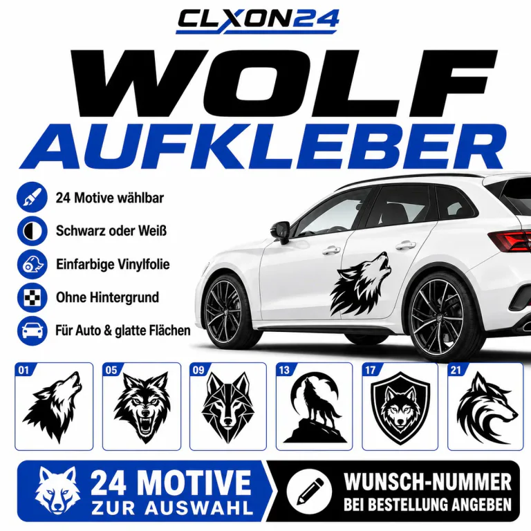 Wolf Aufkleber – Motiv: Heulender Wolf Vollmond