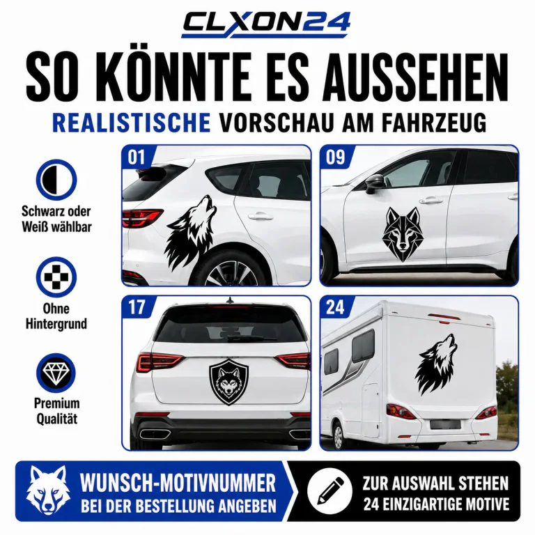 Wolf Aufkleber – Motiv: Wolfskopf im Wappen