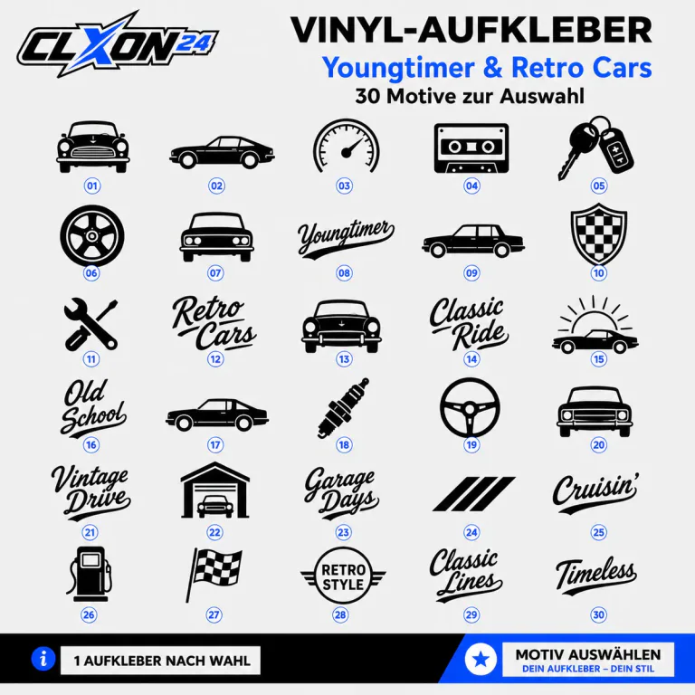 Youngtimer Retro Cars Aufkleber – Motiv: Klassischer Kleinwagen